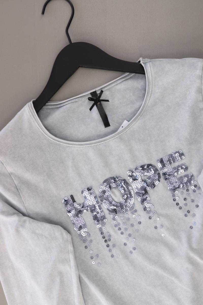 Key Largo Longsleeve-Shirt Gr. M Langarm mit Pailletten blau aus Baumwolle