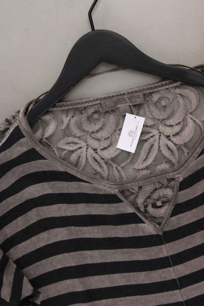 comma, Feinstrickpullover Gr. 40 gestreift grau aus Baumwolle