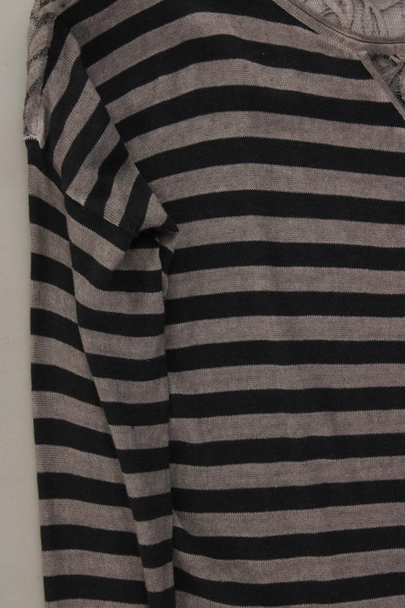 comma, Feinstrickpullover Gr. 40 gestreift grau aus Baumwolle