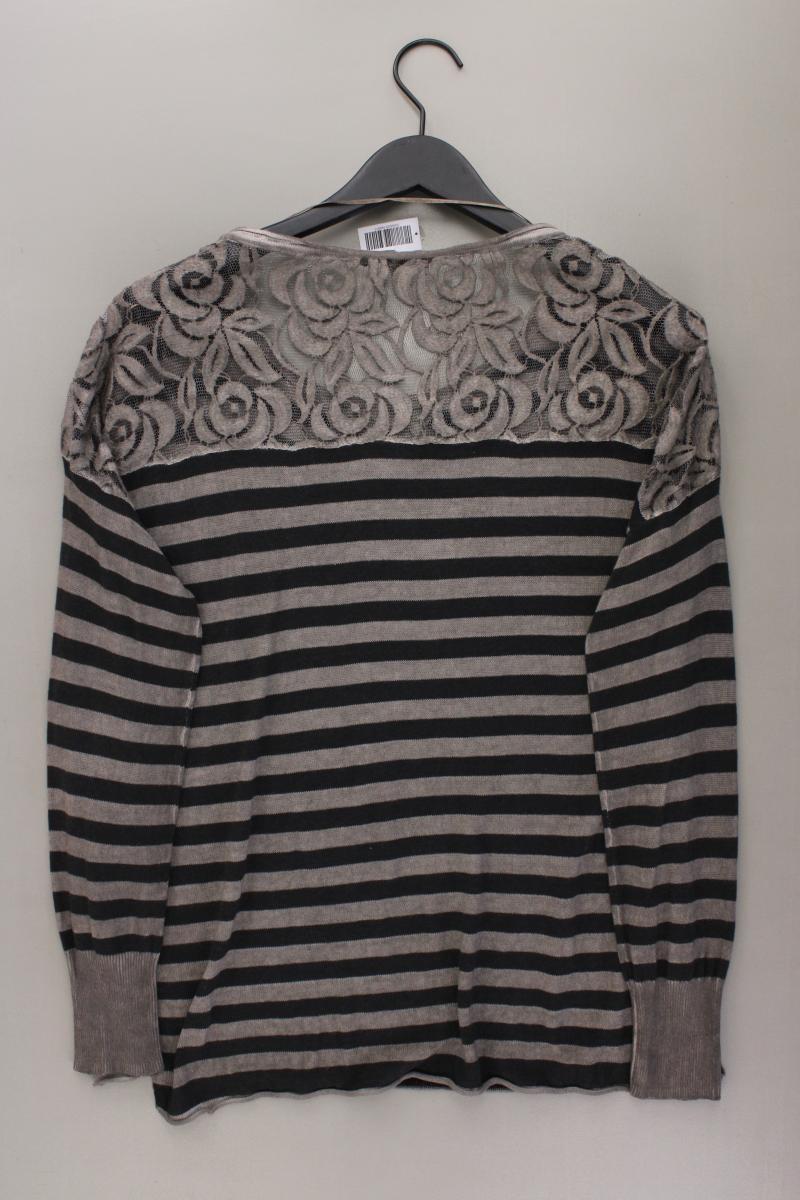 comma, Feinstrickpullover Gr. 40 gestreift grau aus Baumwolle