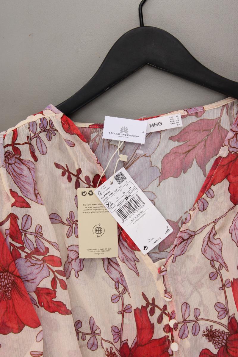 Mango Langarmbluse Gr. XL mit Blumenmuster neu mit Etikett rosa aus Polyester