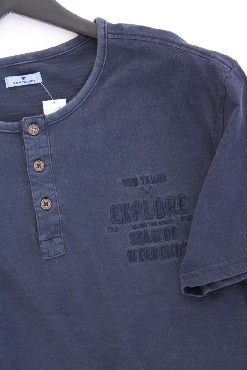 Tom Tailor T-Shirt für Herren Gr. L Kurzarm blau aus Baumwolle