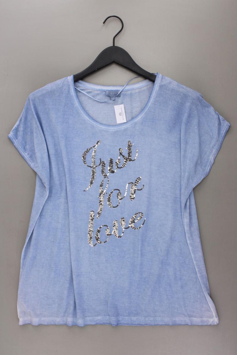 Sure T-Shirt Gr. XXL Kurzarm mit Pailletten blau aus Viskose