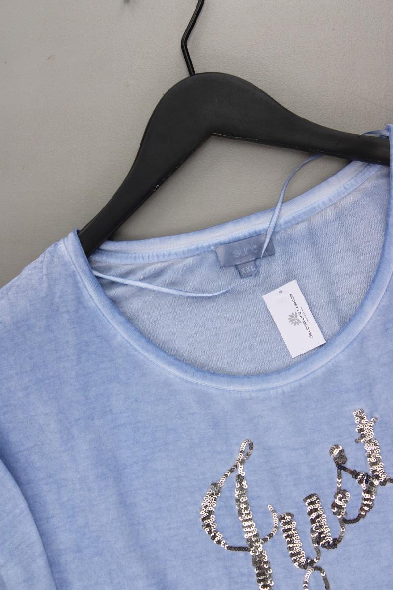 Sure T-Shirt Gr. XXL Kurzarm mit Pailletten blau aus Viskose