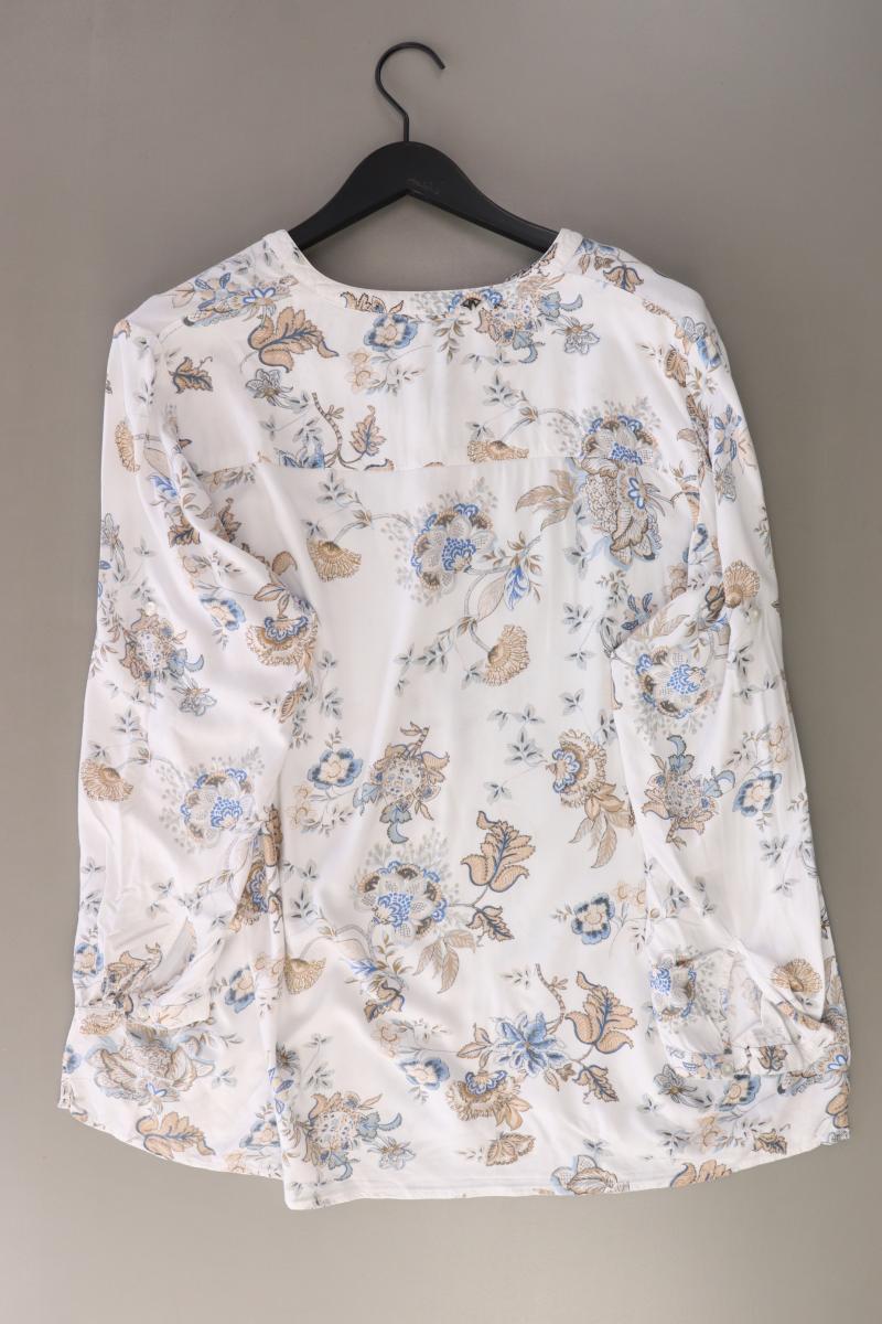 Janet & Joyce Regular Bluse Gr. 48 mit Blumenmuster 3/4 Ärmel weiß aus Viskose