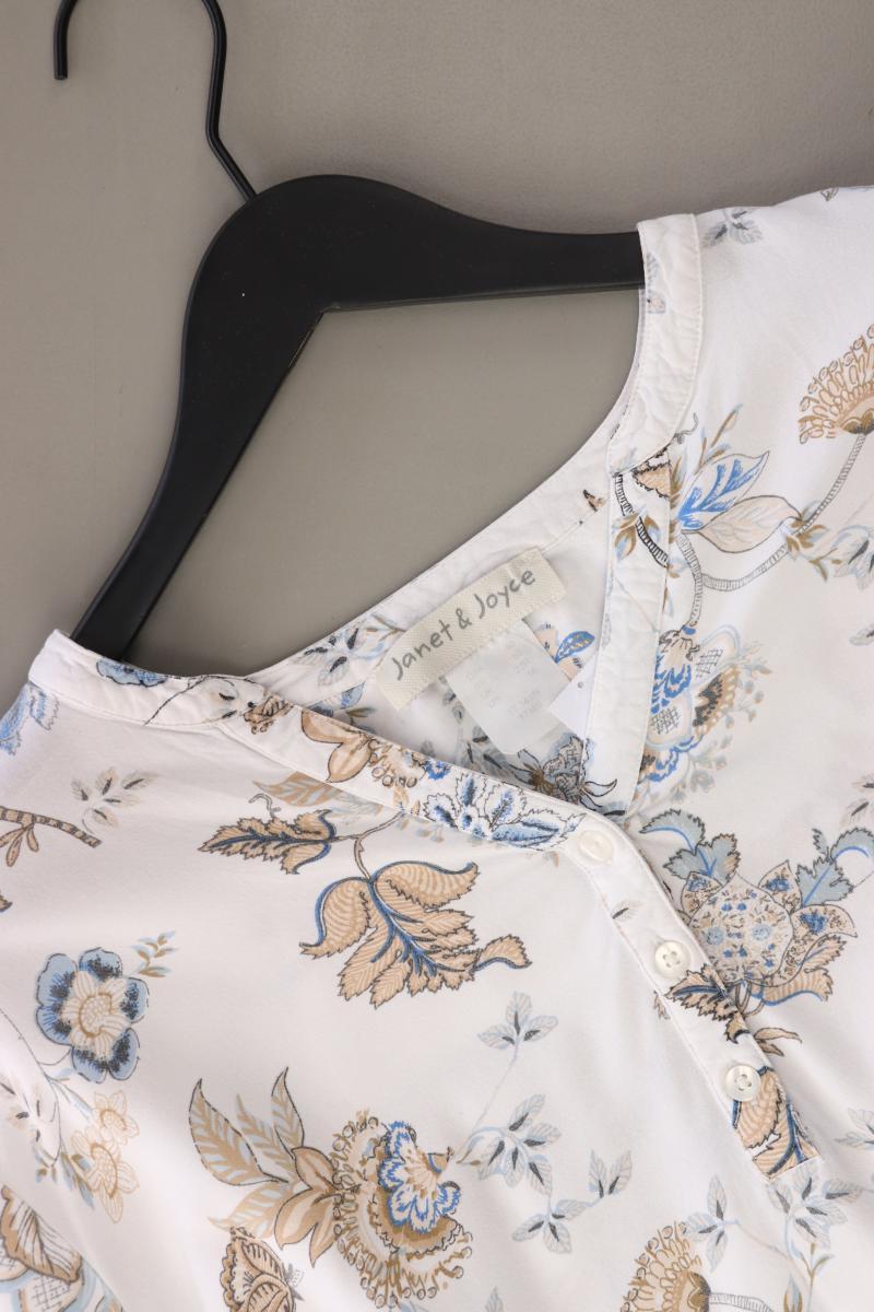 Janet & Joyce Regular Bluse Gr. 48 mit Blumenmuster 3/4 Ärmel weiß aus Viskose