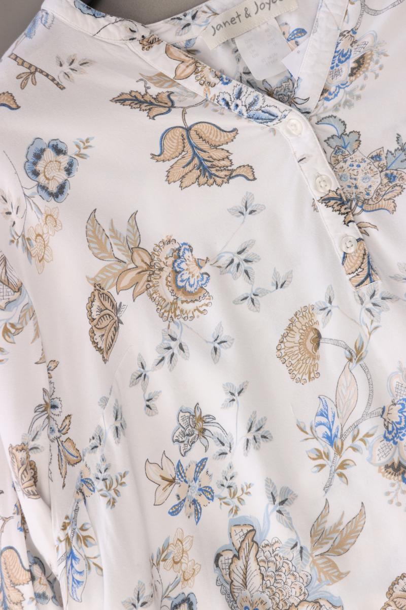 Janet & Joyce Regular Bluse Gr. 48 mit Blumenmuster 3/4 Ärmel weiß aus Viskose