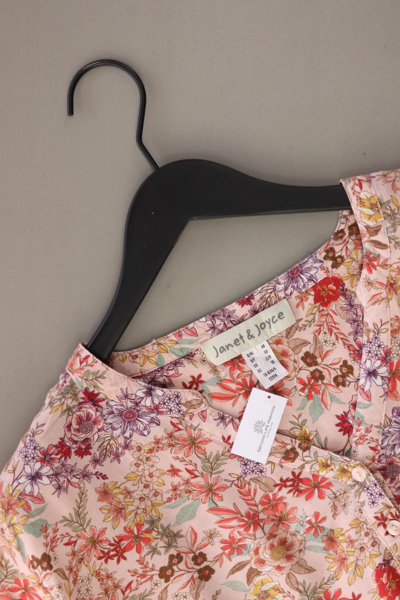 Janet & Joyce Regular Bluse Gr. 48 mit Blumenmuster 3/4 Ärmel rosa aus Viskose