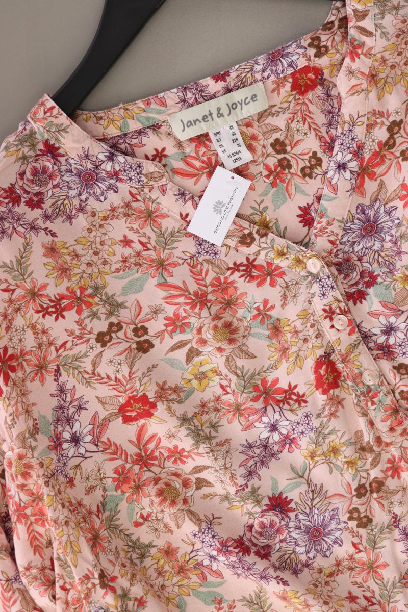 Janet & Joyce Regular Bluse Gr. 48 mit Blumenmuster 3/4 Ärmel rosa aus Viskose