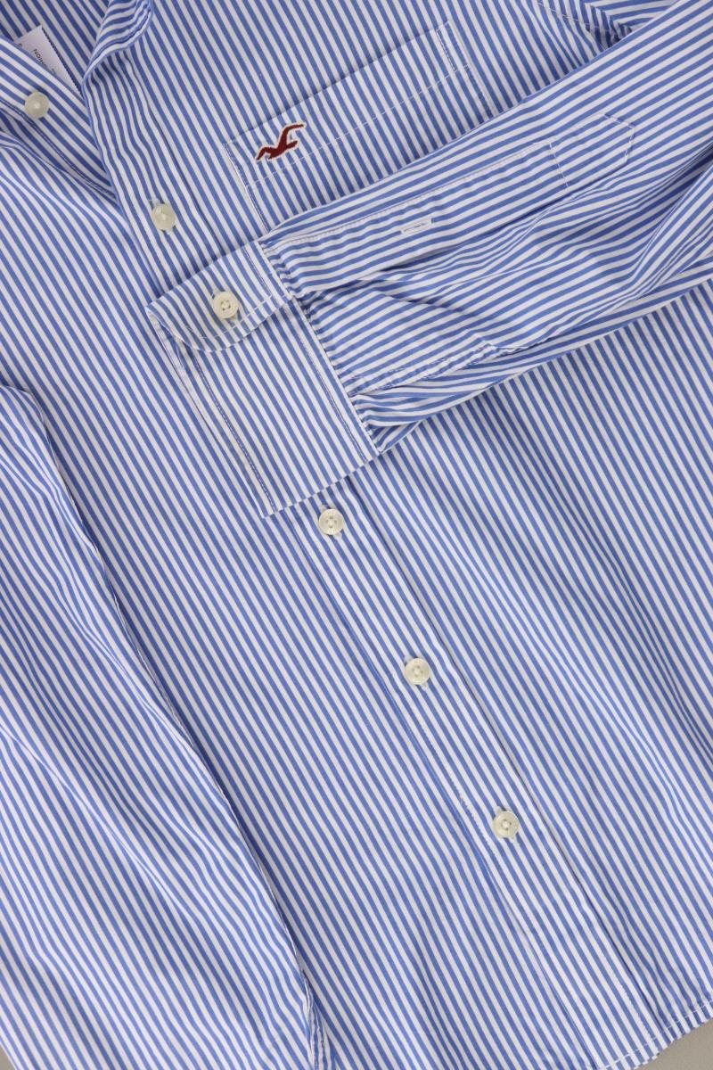 Hollister Langarmhemd für Herren Gr. L gestreift blau aus Baumwolle