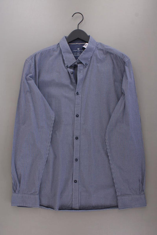 Tom Tailor Karohemd für Herren Gr. XXL kariert Langarm blau aus Baumwolle