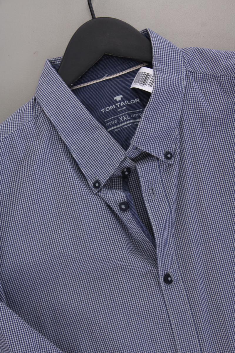 Tom Tailor Karohemd für Herren Gr. XXL kariert Langarm blau aus Baumwolle