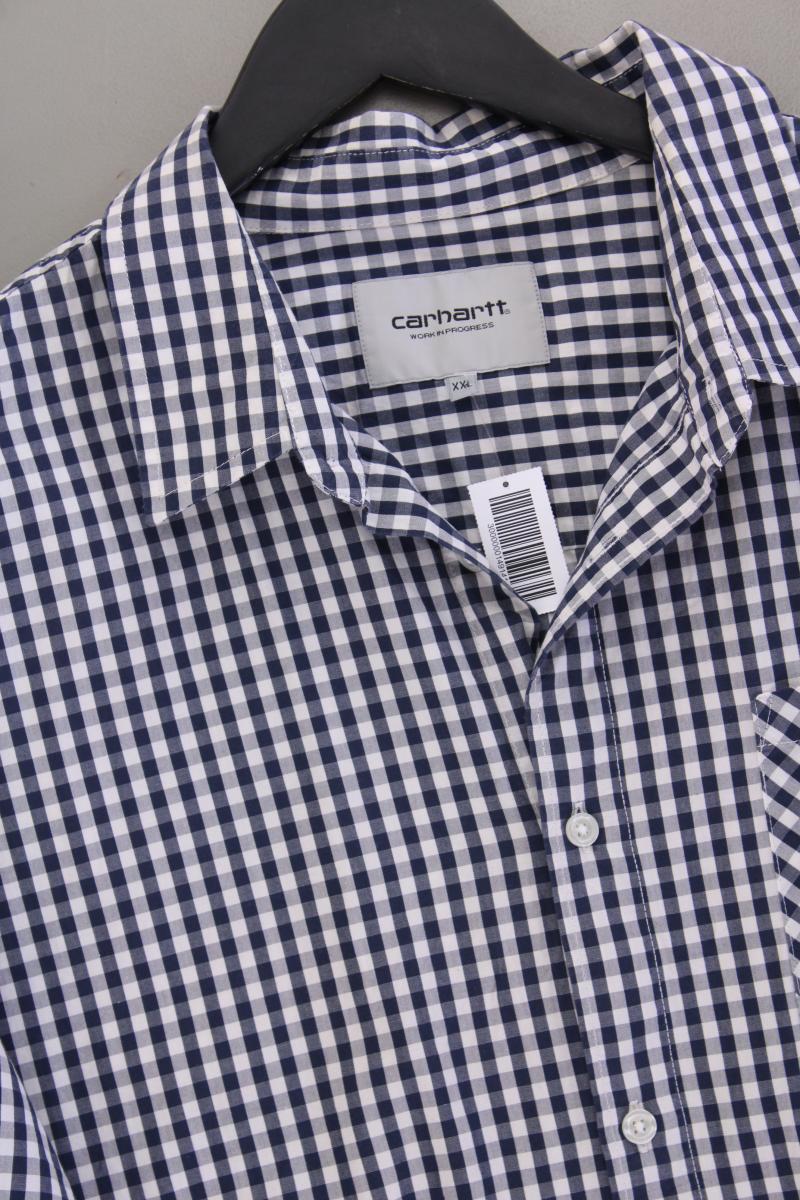 Carhartt Karohemd für Herren Gr. XXL kariert Kurzarm blau aus Baumwolle