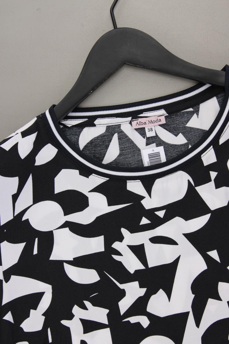Alba Moda Kurzarmbluse Gr. 38 geometrisches Muster schwarz aus Viskose