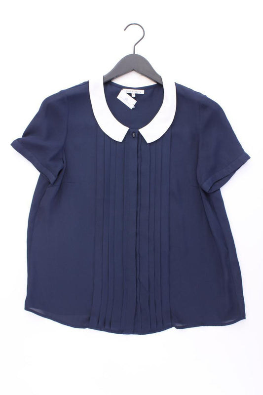 mint & berry Chiffonbluse Gr. 38 Kurzarm blau aus Polyester