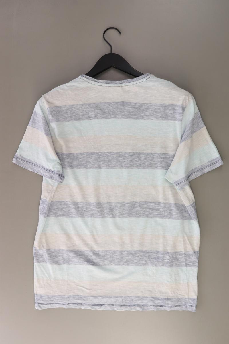 Jack & Jones Ringelshirt für Herren Gr. M gestreift Kurzarm blau aus Baumwolle