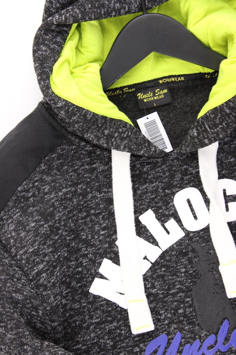 Uncle Sam Hoodie für Herren Gr. L neuwertig grau aus Polyester