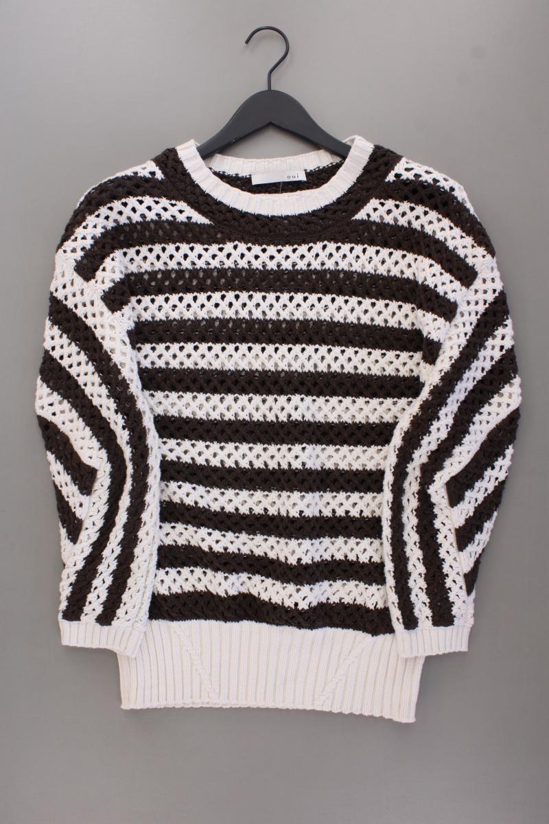Oui Grobstrickpullover Gr. 46 gestreift braun aus Baumwolle