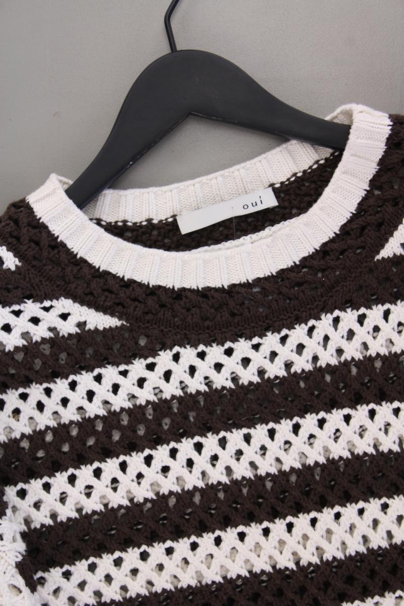 Oui Grobstrickpullover Gr. 46 gestreift braun aus Baumwolle