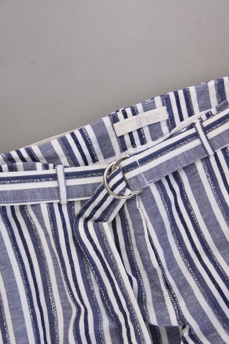 TONI Stoffhose Gr. 44 gestreift mit Gürtel blau