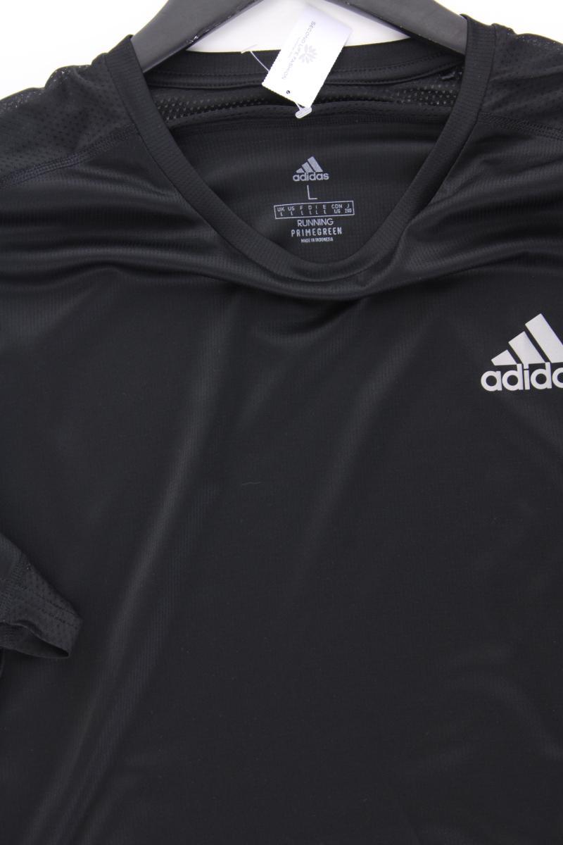 Adidas Sportshirt für Herren Gr. L Kurzarm schwarz aus Polyester