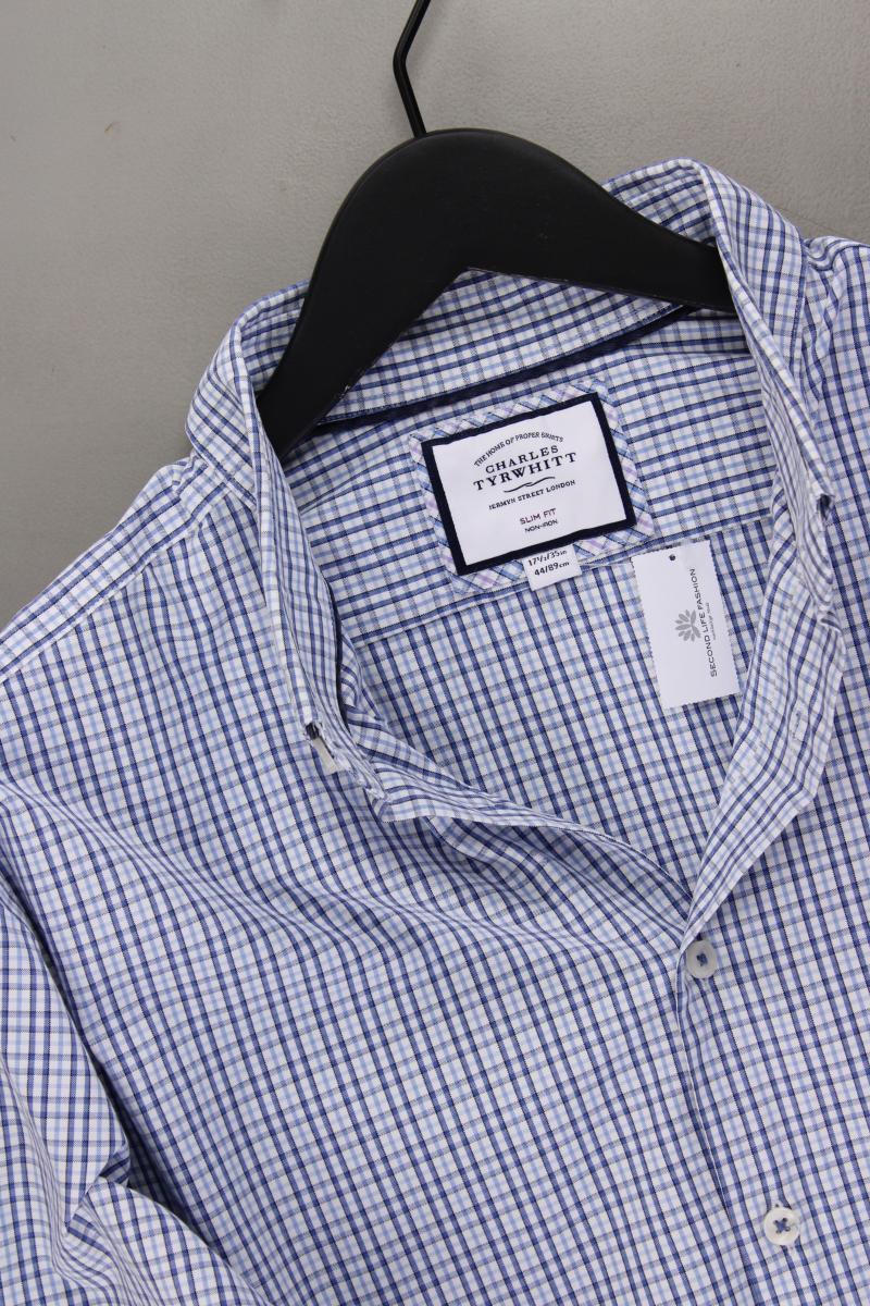 CHARLES TYRWHITT Karohemd für Herren Gr. Hemdgröße 44 kariert Langarm blau