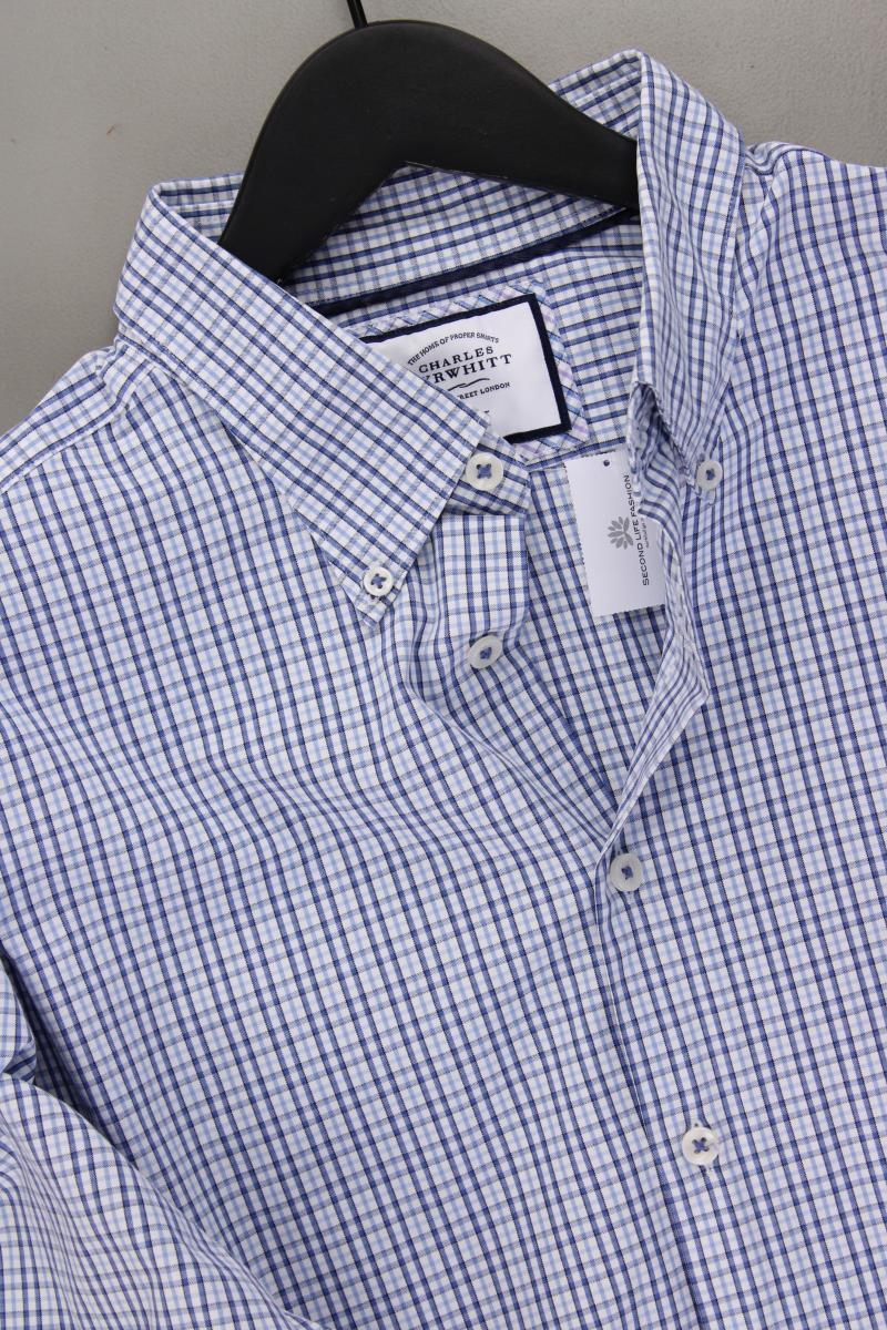 CHARLES TYRWHITT Karohemd für Herren Gr. Hemdgröße 44 kariert Langarm blau