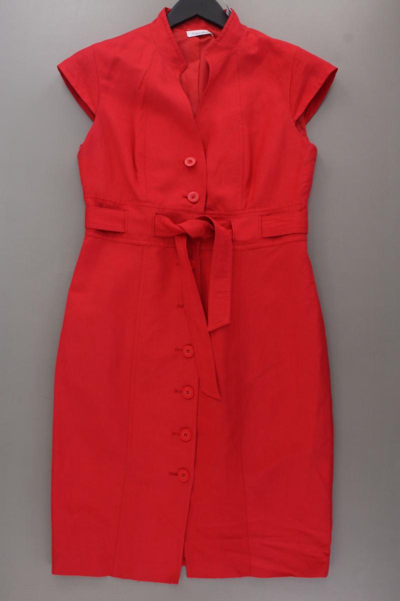 Calvin Klein Kurzarmkleid Gr. S rot aus Leinen