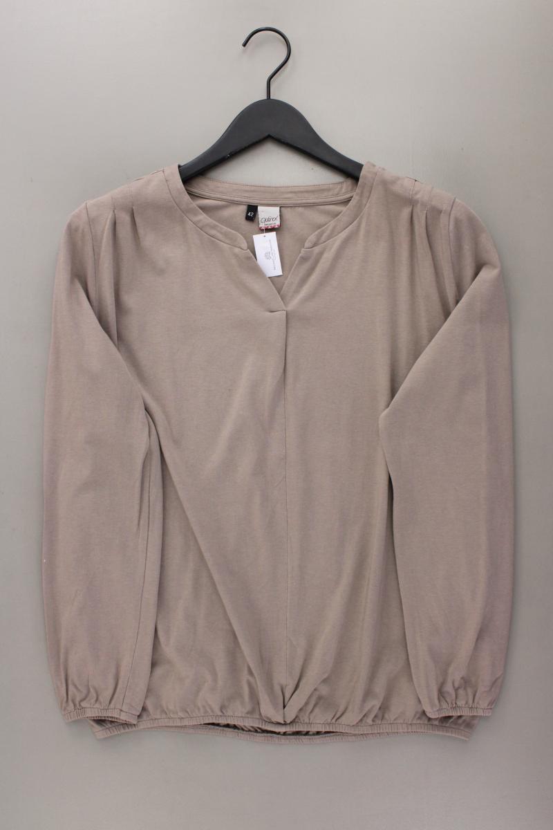Qiero! Shirt mit V-Ausschnitt Gr. 42 Langarm grau aus Baumwolle