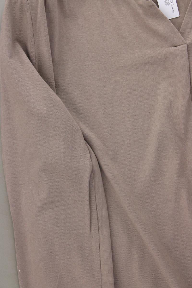 Qiero! Shirt mit V-Ausschnitt Gr. 42 Langarm grau aus Baumwolle