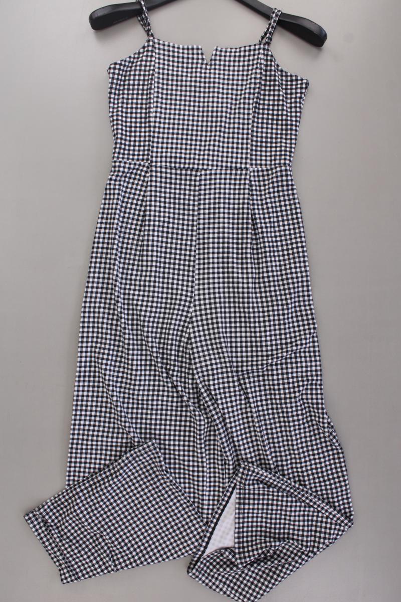 Bershka Langer Jumpsuit Gr. L kariert schwarz aus Viskose