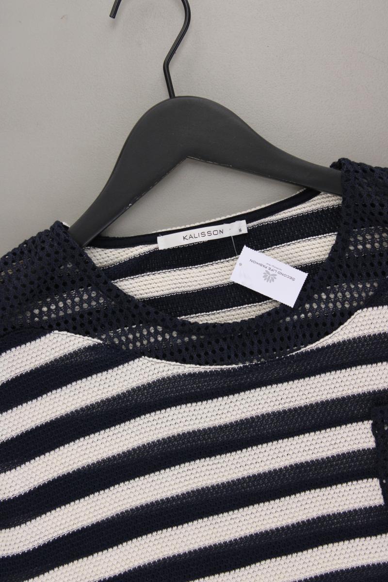 Kalisson Strickshirt Gr. M gestreift Kurzarm blau aus Baumwolle
