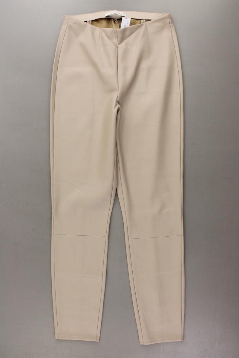 Oui Kunstlederleggings Gr. 34 neuwertig creme aus Polyester
