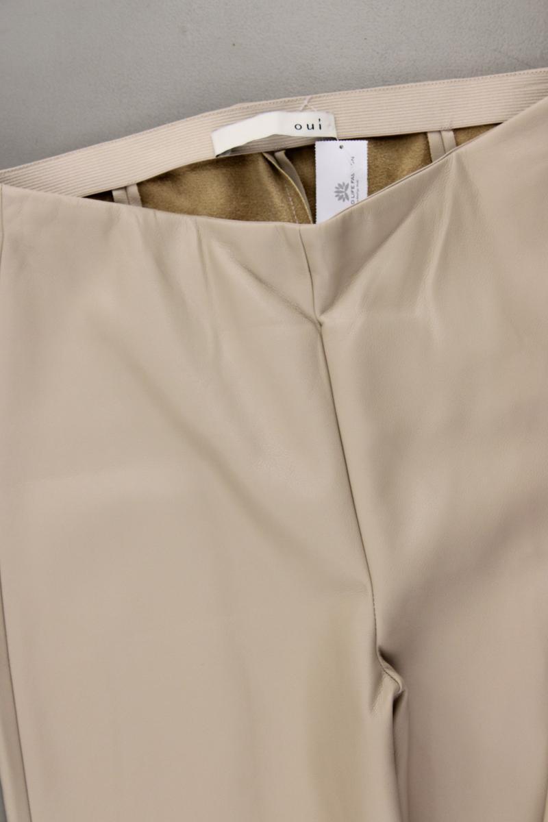 Oui Kunstlederleggings Gr. 34 neuwertig creme aus Polyester