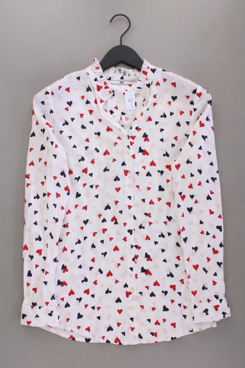 AJC Fashion Bluse mit Herzmuster Gr. 34 Langarm creme aus Viskose