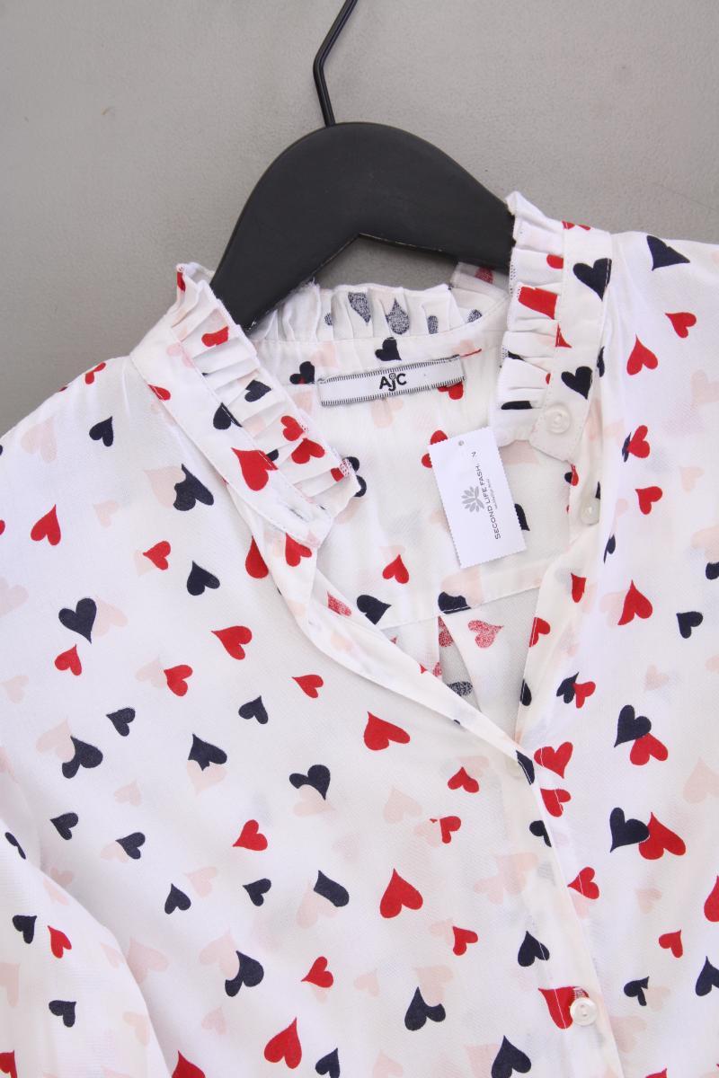 AJC Fashion Bluse mit Herzmuster Gr. 34 Langarm creme aus Viskose