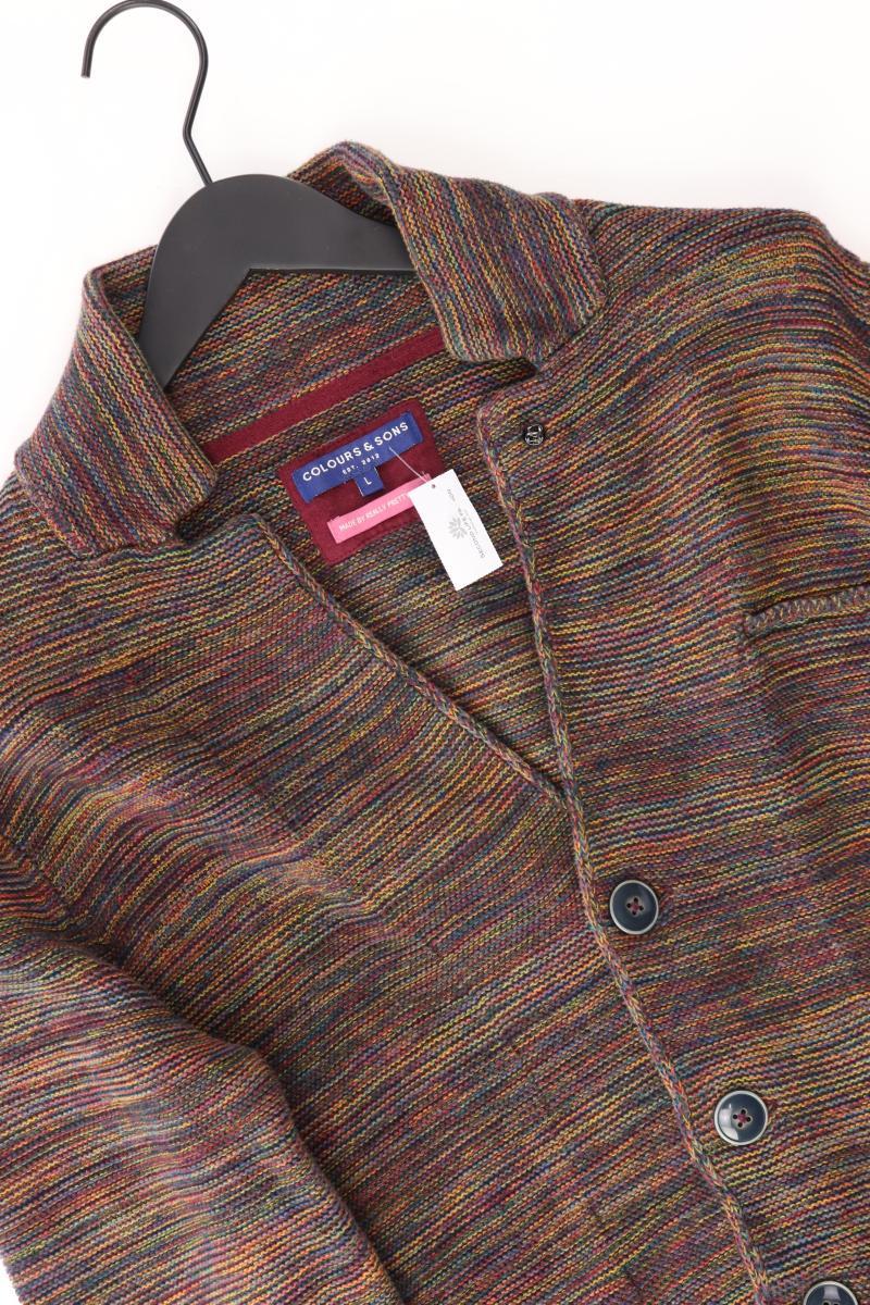 Colours & Sons Strickjacke für Herren Gr. L Langarm mehrfarbig aus Baumwolle