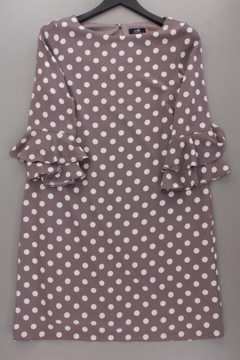 Wallis Midikleid Gr. 40 gepunktet neuwertig 3/4 Ärmel braun aus Polyester