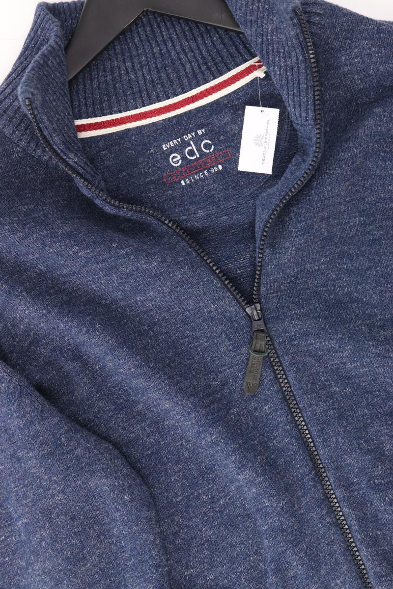 edc by Esprit Strickjacke für Herren Gr. L Langarm blau aus Baumwolle