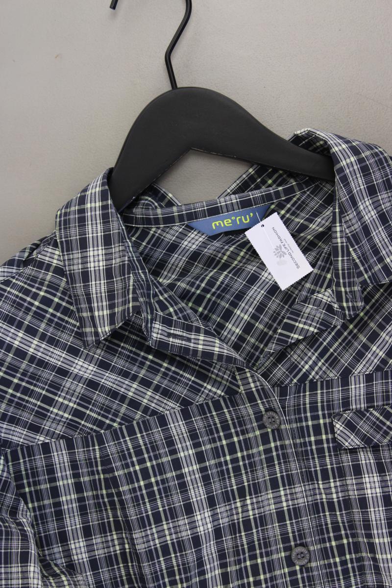me ru Karobluse Gr. 42 kariert Langarm blau aus Nylon