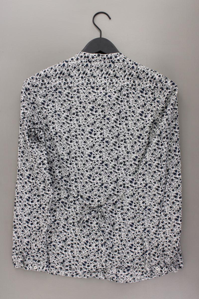 Basefield Rüschenbluse Gr. M mit Blumenmuster Langarm grau