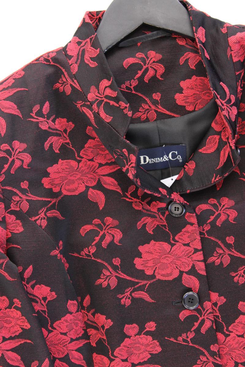 Denim & Co. Blazer Gr. 44 mit Blumenmuster neuwertig rot aus Baumwolle