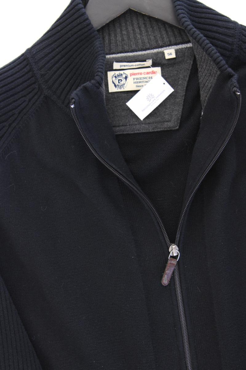Pierre Cardin Strickjacke für Herren Gr. 56 Langarm schwarz aus Baumwolle