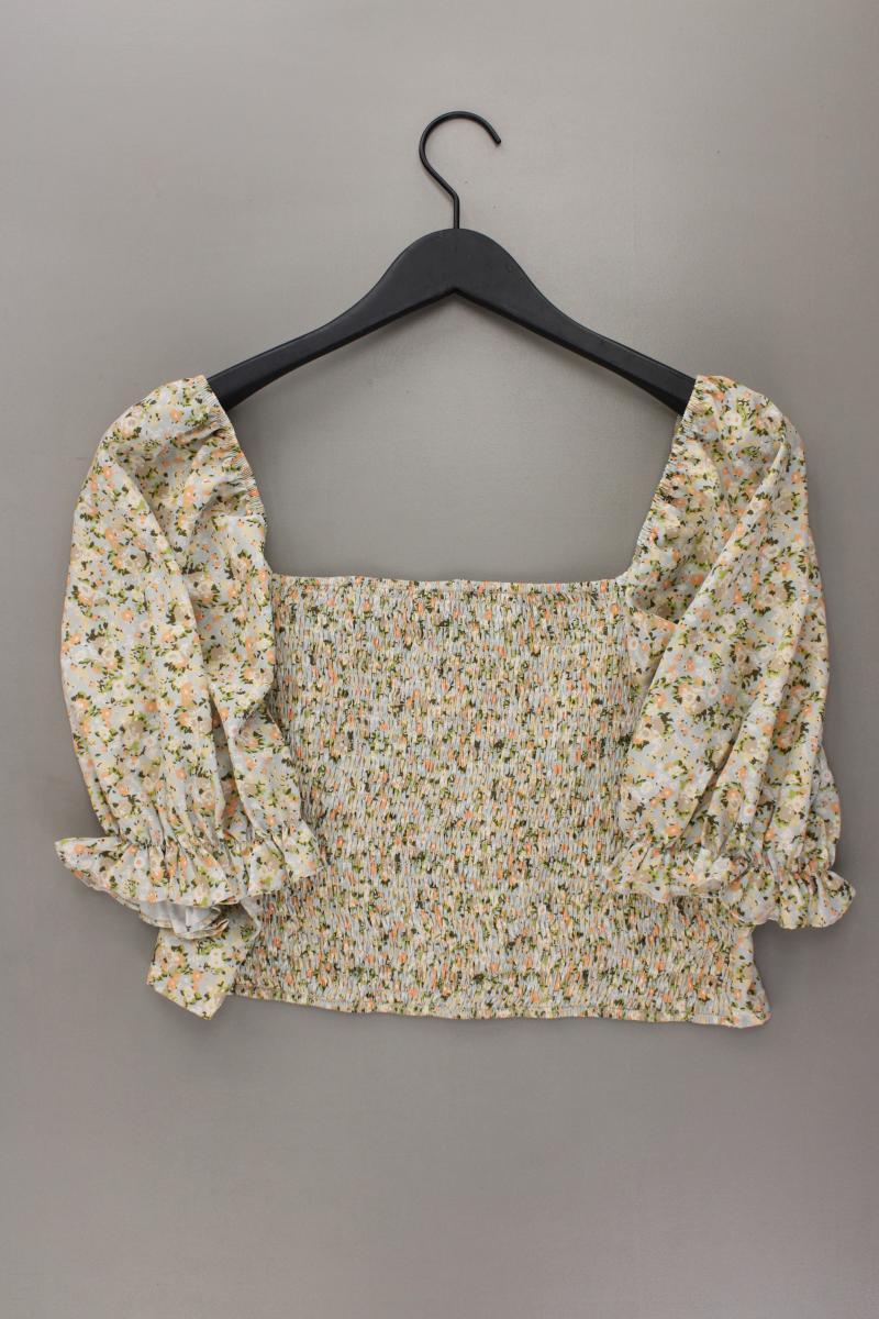 Shein Crop Bluse Gr. XL mit Blumenmuster Kurzarm mehrfarbig aus Polyester