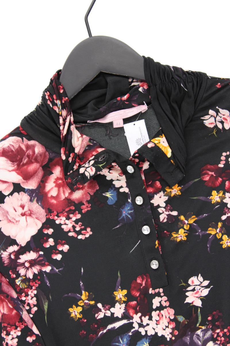 Himmelblau Printshirt Gr. 44 mit Blumenmuster Langarm mehrfarbig aus Polyester