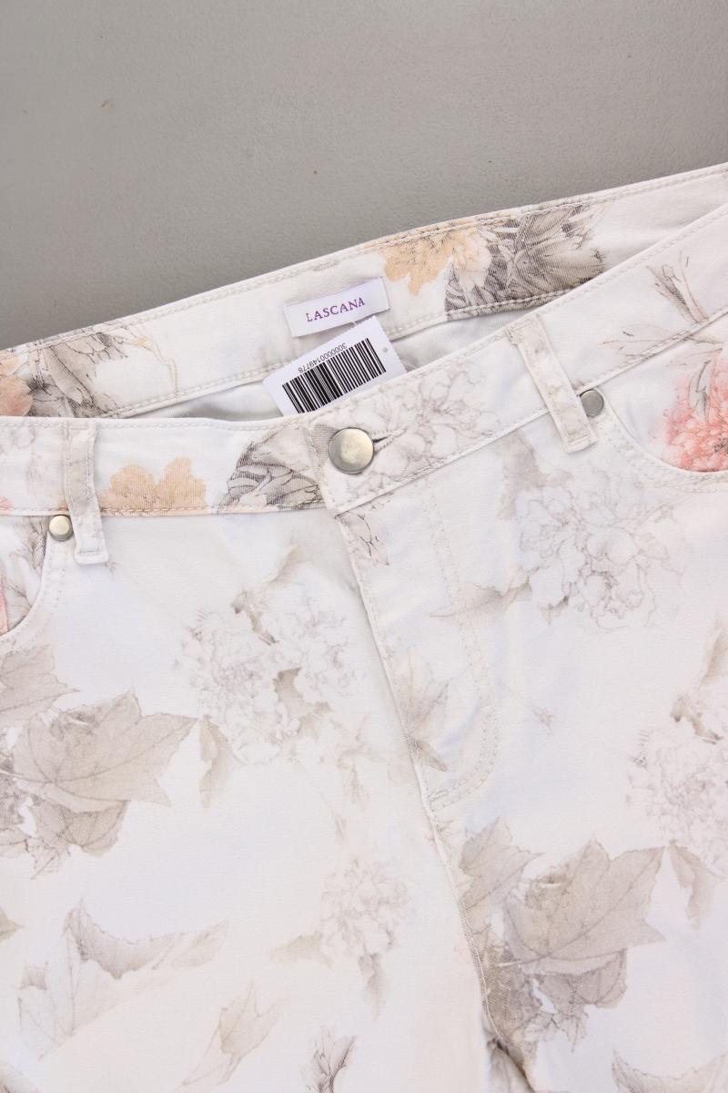 Lascana Five-Pocket-Hose Gr. 42 mit Blumenmuster creme aus Baumwolle