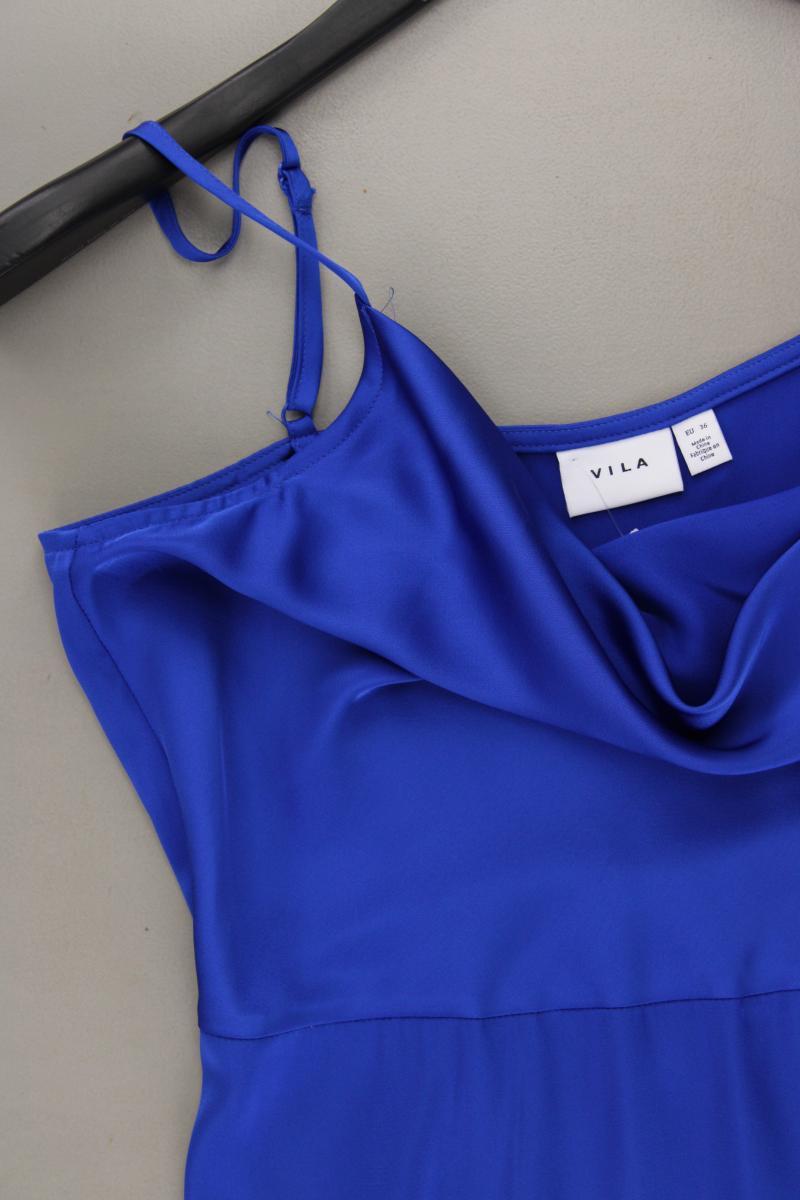 Vila Abendkleid Gr. 36 Träger blau aus Polyester