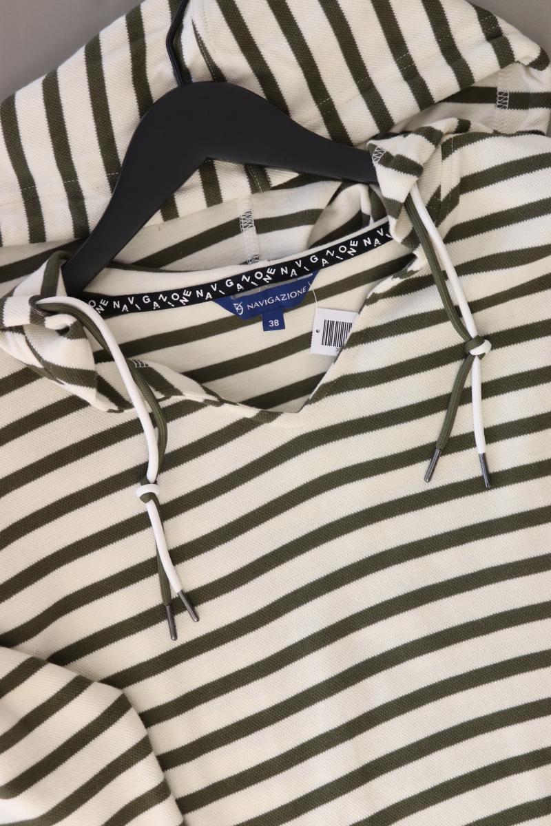 Navigazione Hoodie Gr. 38 gestreift olivgrün aus Baumwolle