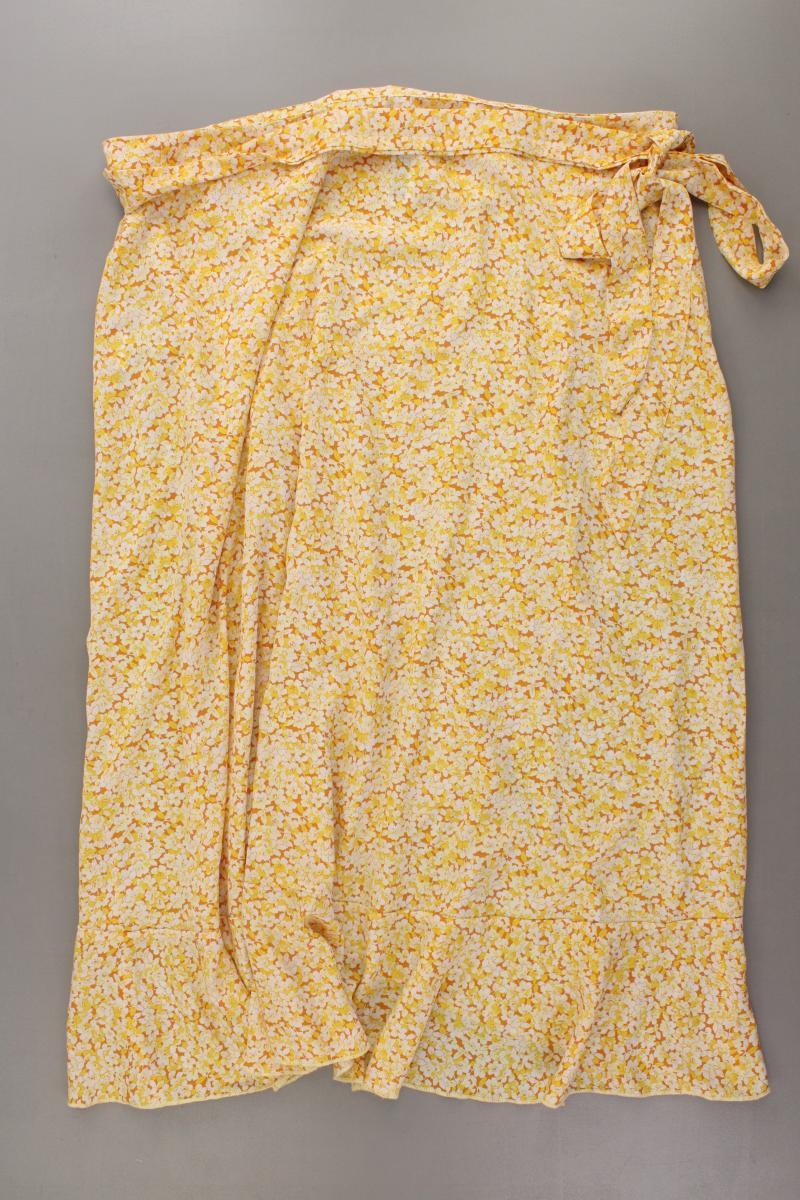 Shein Wickelrock Gr. 48 mit Blumenmuster neuwertig gelb aus Polyester