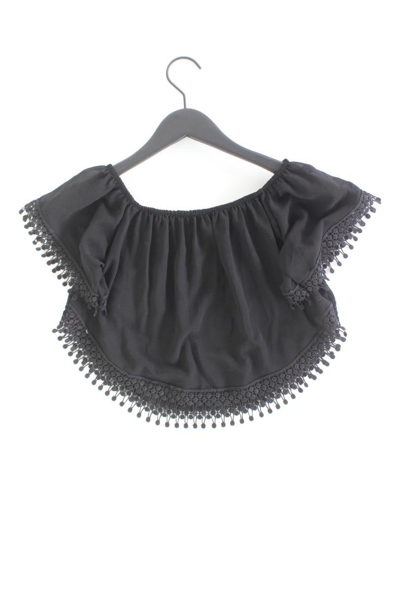 Kurzarmbluse Gr. XS mit Carmen-Ausschnitt schwarz